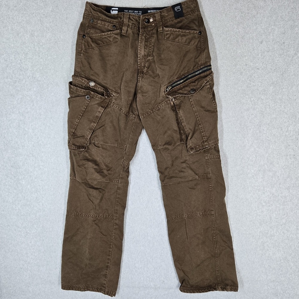 G-Star RAW Men Jeans 30 Brown Denim Cargo Straight Low Rise 29" Inseam READ